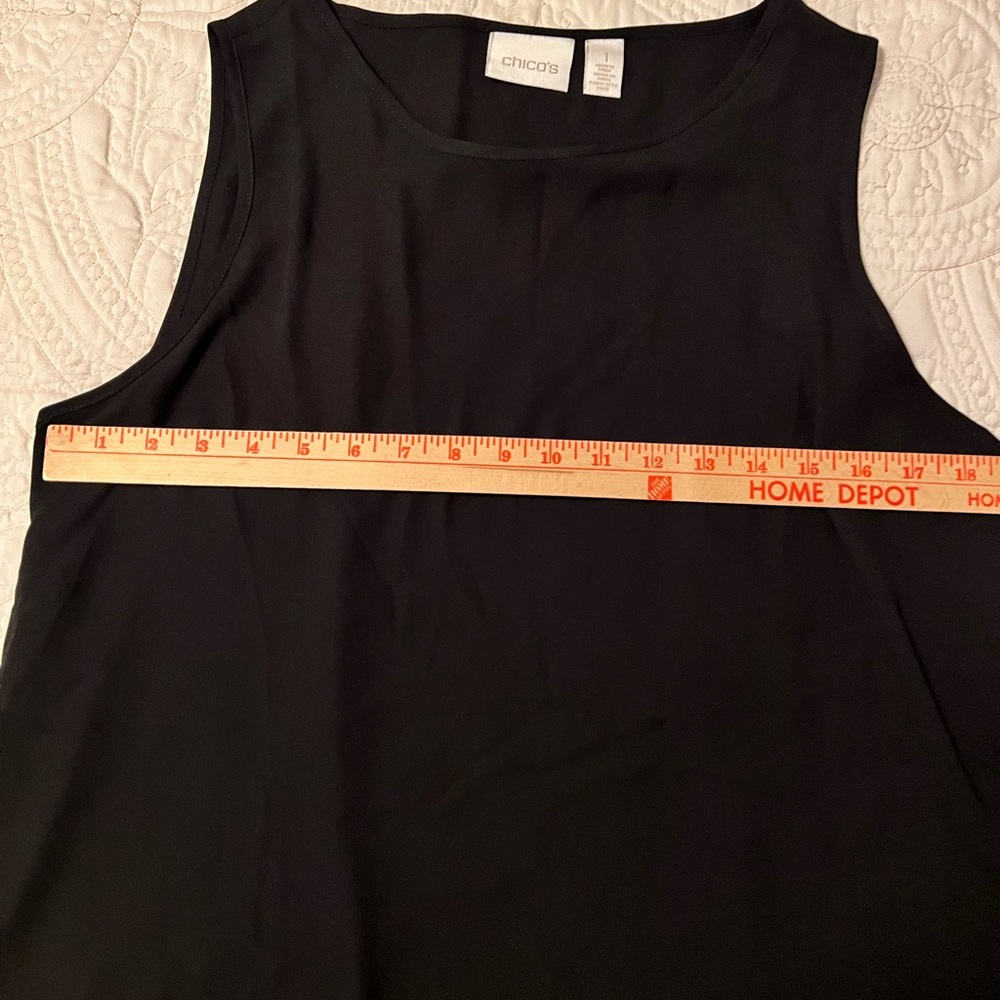 CHICO’S SIZE 1 BLACK LAYERED FRONT TANK